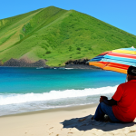 Safe Beach Scene**

"A fully clothed tourist couple enjoying a sunny day on a beautiful beach in Saint Kitts. They are wearing modest swimwear and hats, sitting under a colorful umbrella. In the background, clear turquoise water and lush green hills. No exposed skin. Safe for work. Appropriate content. Perfect anatomy, correct proportions, natural pose, well-formed hands. Family-friendly. High quality."

**