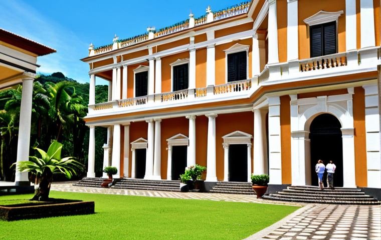 Colonial Architecture**
"Elegant colonial mansion in San Cristóbal, fully clothed tourists admiring the architecture, lush tropical vegetation, sunny day, historical landmark, appropriate content, safe for work, perfect anatomy, correct proportions, professional photography."
**