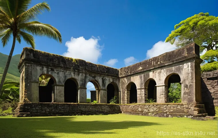 세인트키츠 네비스 미스터리 플랜테이션 - **Prompt 1: Echoes of Grandeur - A Tropical Plantation Ruin**
    "A wide-angle, cinematic shot of t...