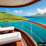 Home 17 세인트키츠 네비스 요트 투어 - A luxurious yacht cruising along the vibrant turquoise waters of Saint Kitts and Nevis under a brigh...
